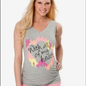 Side Ruched V-Neck Gray Maternity Tank Top